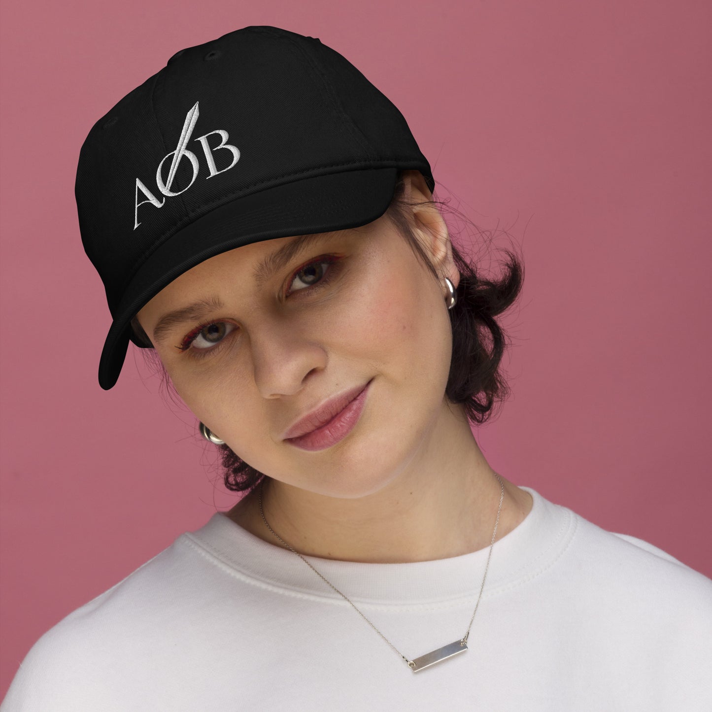 AOB White Print baseball hat