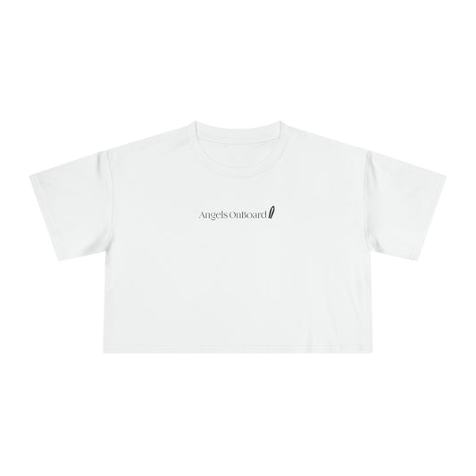 AOB Black on White Crop Tee