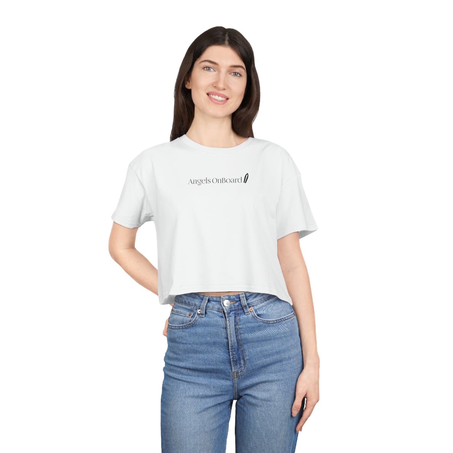 AOB Black on White Crop Tee